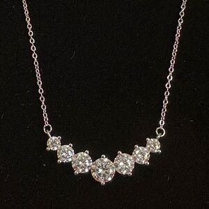 Sterling Silver Necklace with Moissanite Sparkling Stones